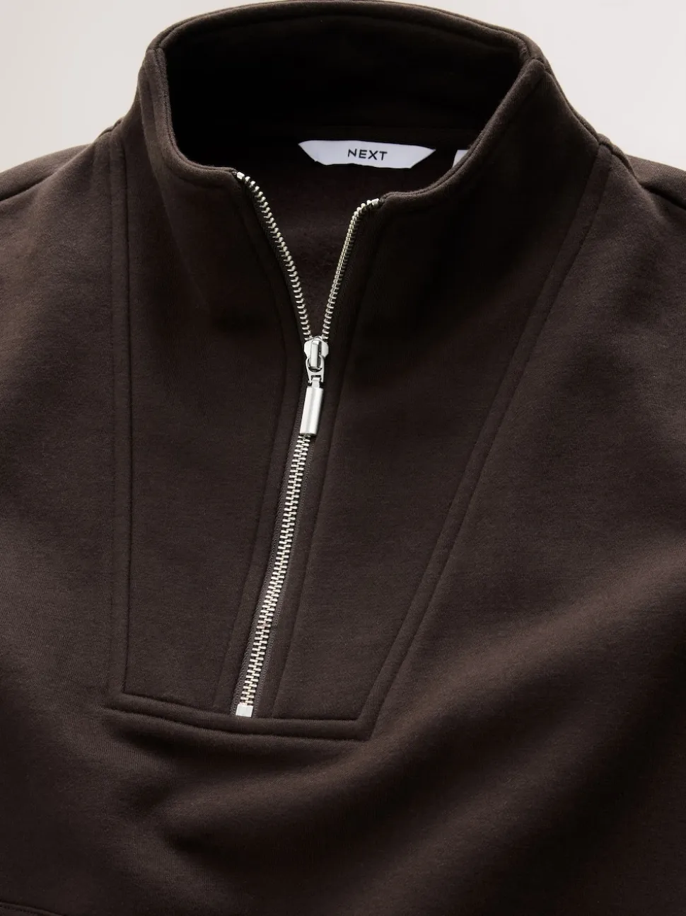 Marron chocolat - Sweat-shirt décontracté en jersey épais à col zippé