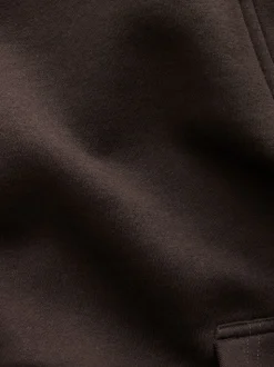 Marron chocolat - Sweat-shirt décontracté en jersey épais à col zippé