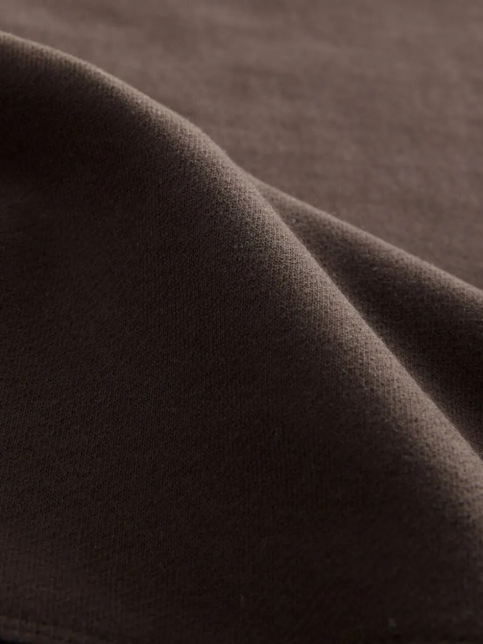 Marron chocolat - Sweat-shirt côtelé à manches longues et col rond surélevé