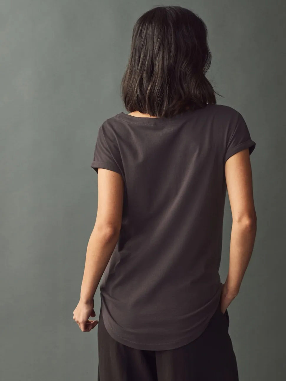 Marron chocolat - T-shirt à manches cap