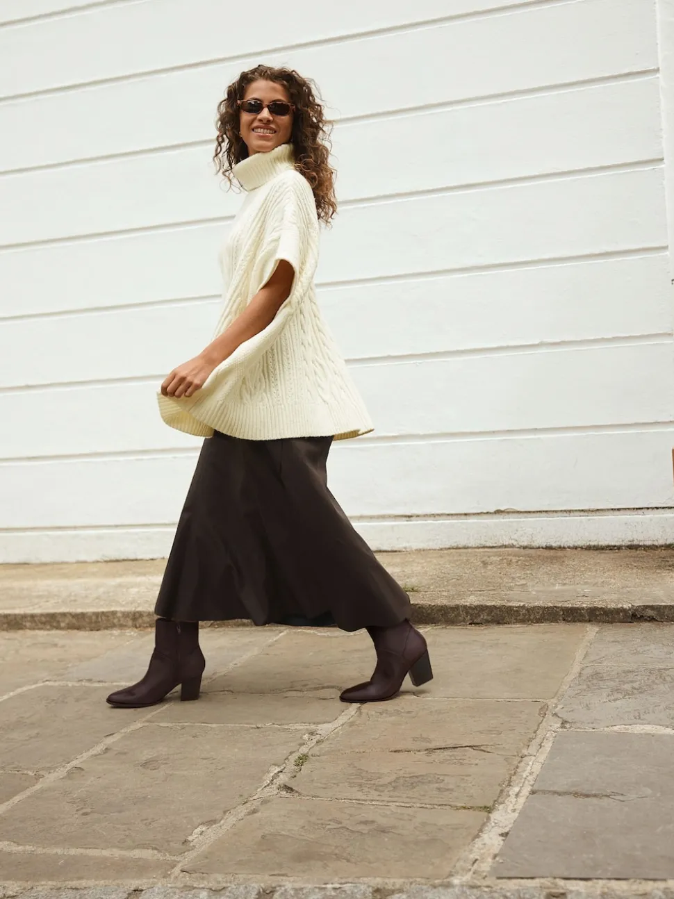 Marron chocolat en cuir - Bottines western à talons carrés