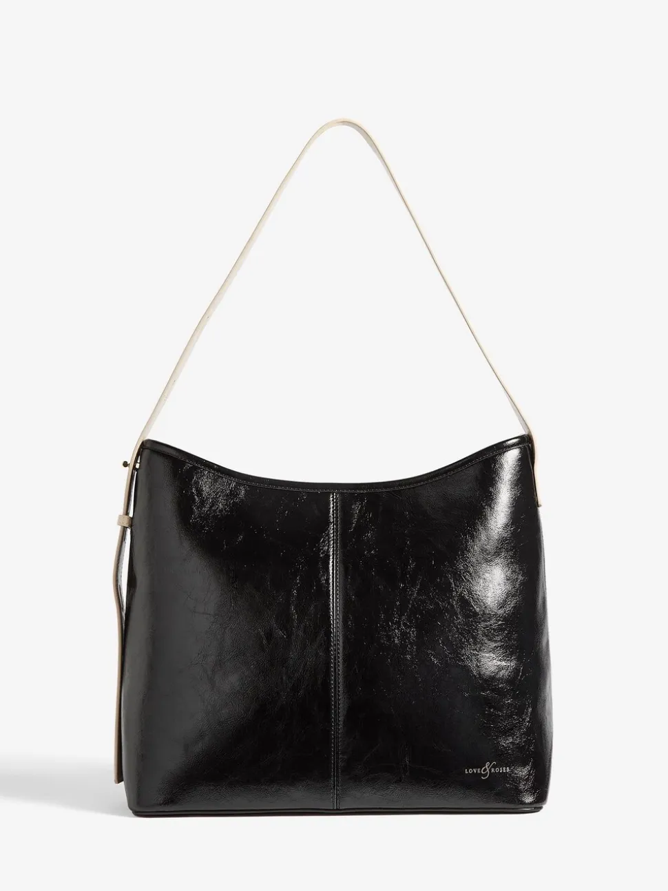 Marron chocolat et noir - Love & Roses sac cabas souple tissé