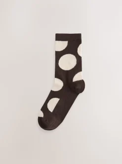Marron chocolat/blanc à pois - Paquet de chaussettes de cheville 5