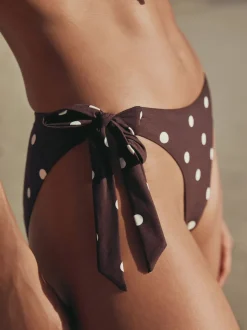 Marron chocolat/crème à pois - Bas de bikini
