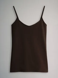 Marron chocolat/crème/blanc/bleu - The Set Lot de 7 débardeurs à fines bretelles