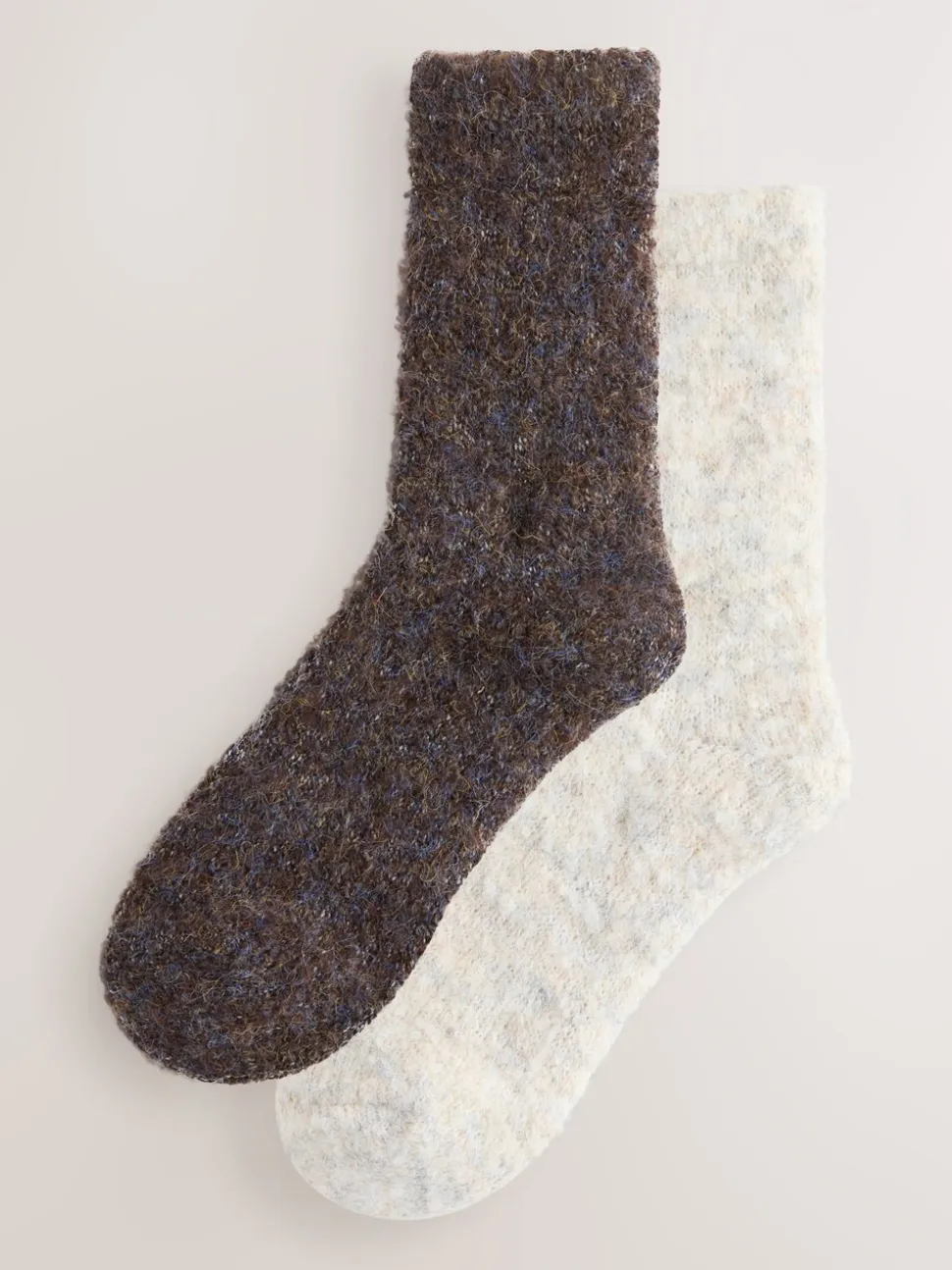 Marron chocolat/écru - Lot de 2 paires de chaussettes douillettes Boucle