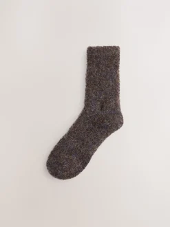 Marron chocolat/écru - Lot de 2 paires de chaussettes douillettes Boucle