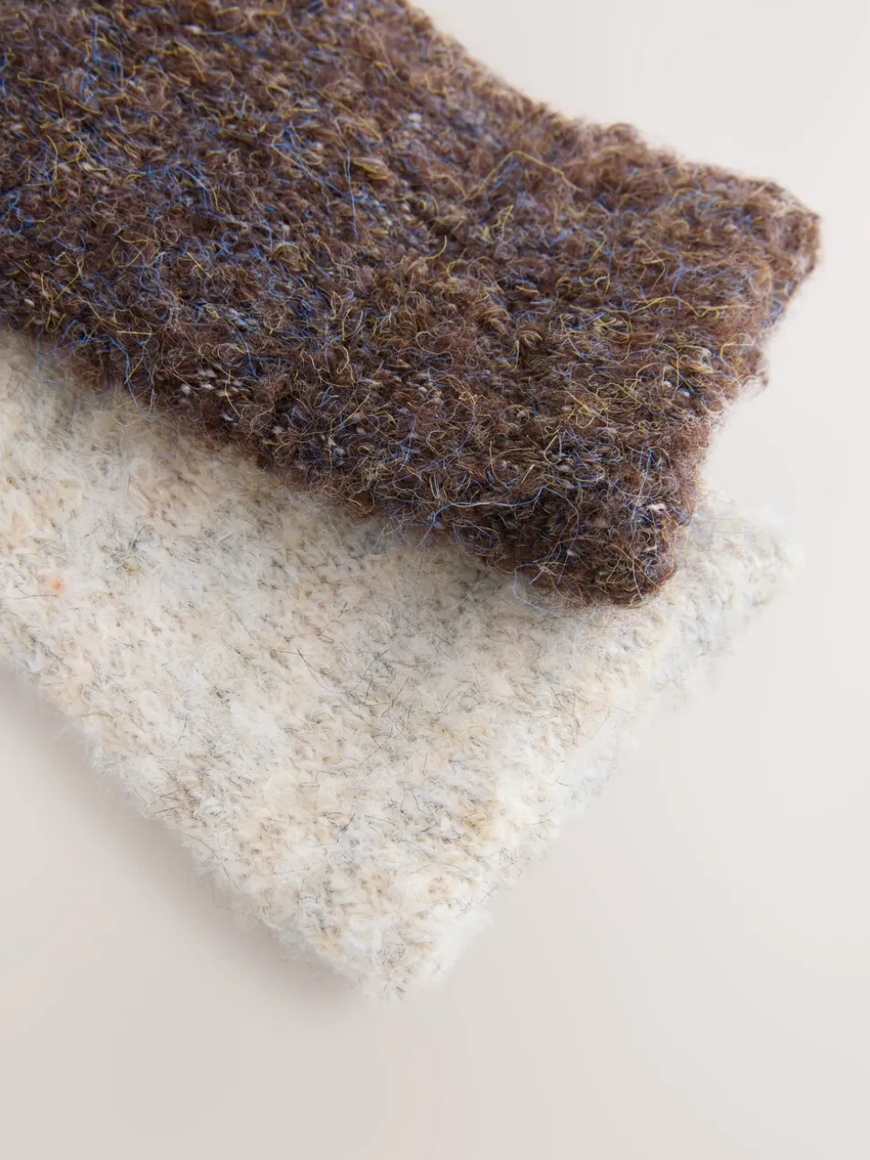 Marron chocolat/écru - Lot de 2 paires de chaussettes douillettes Boucle