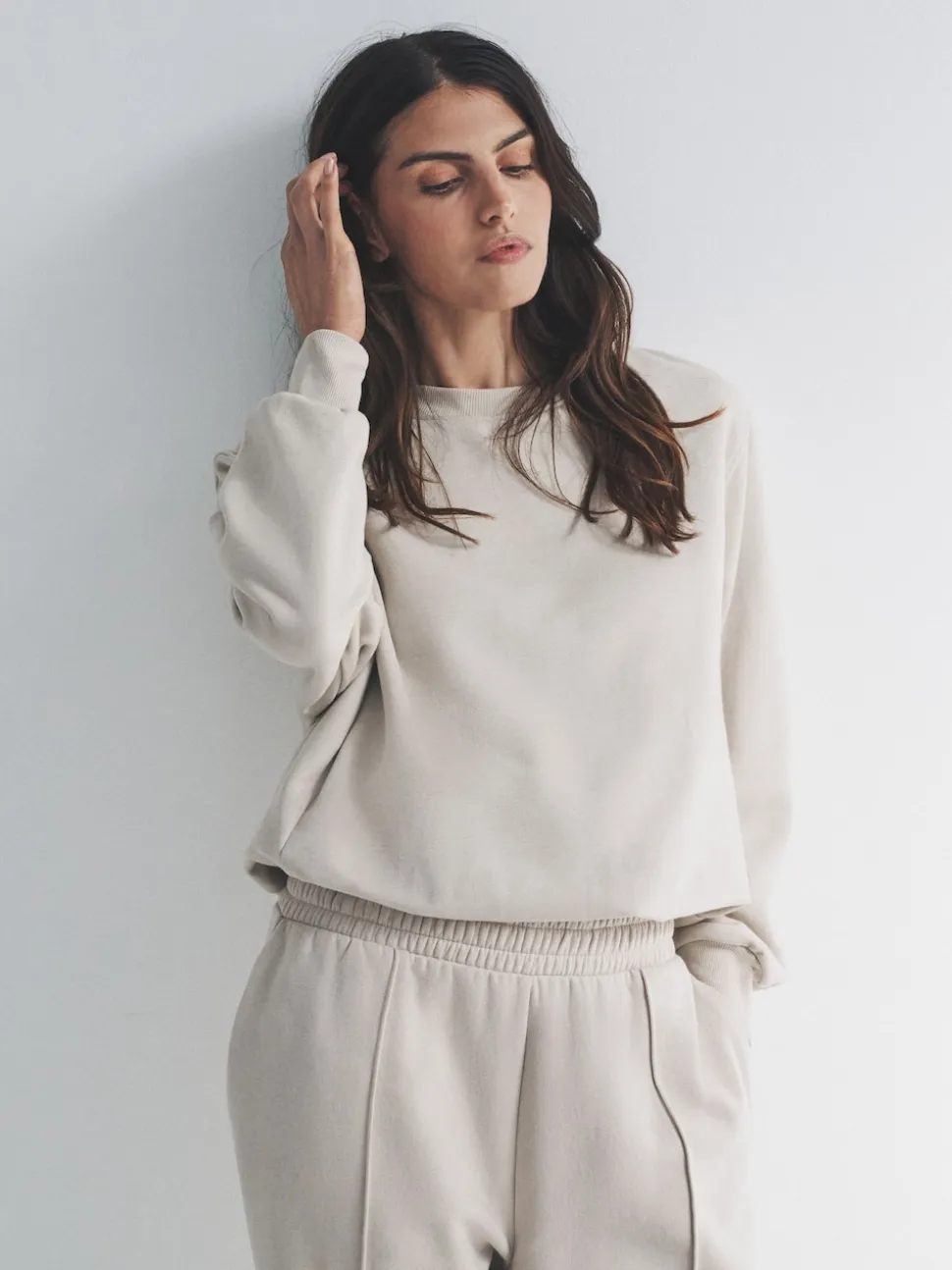 Marron chocolat/pierre - The Set lot de 2 Sweat-shirts à ourlet boule