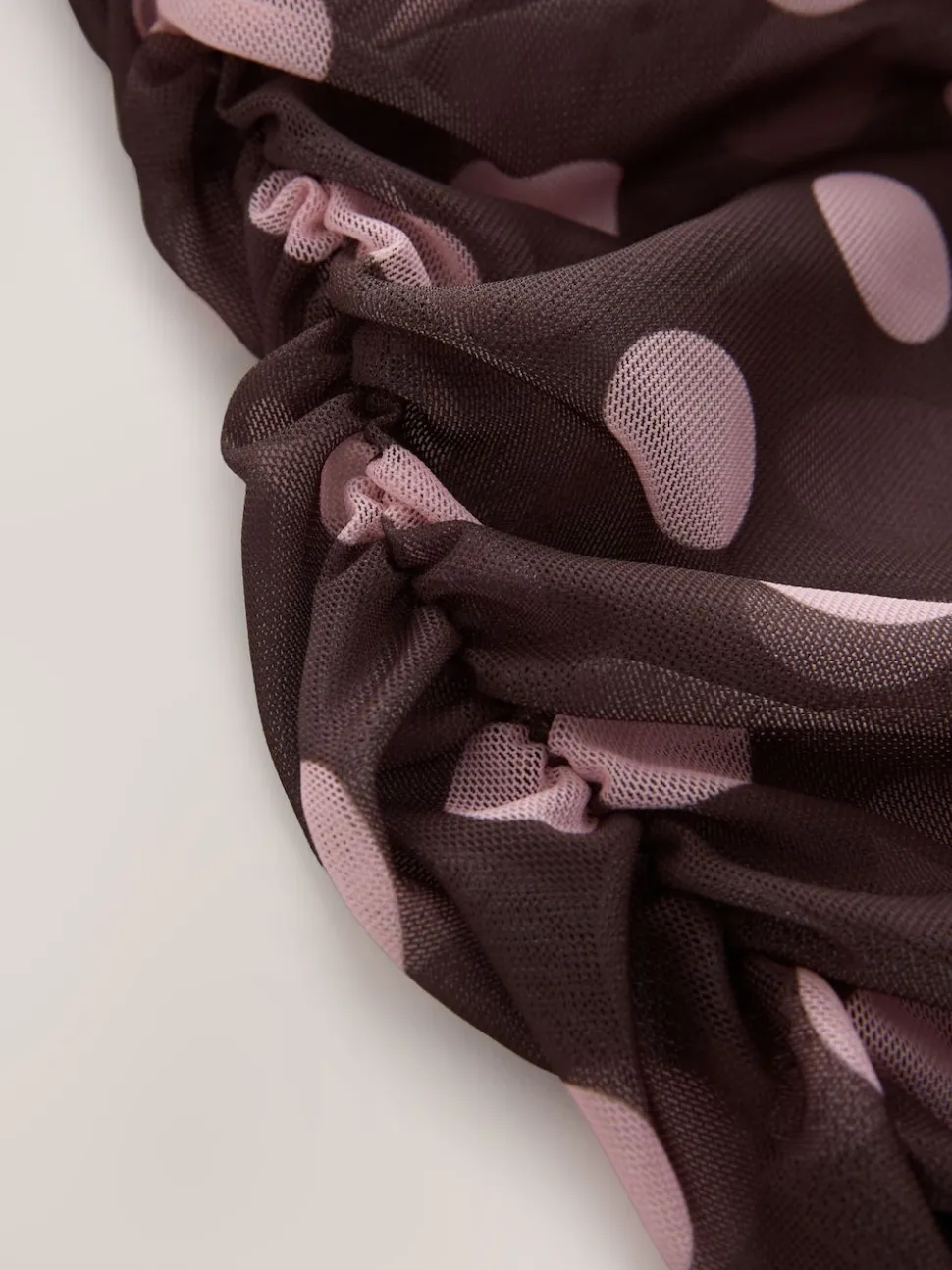 Marron chocolat/rose à pois - Haut en maille latérale froncée à manches longues