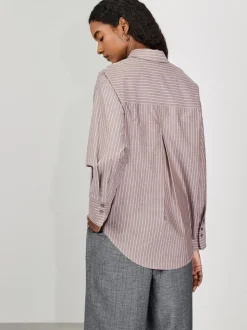Marron chocolat/rose Rayure - Chemise oversize à manches longues