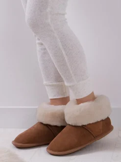 Marron clair - Chaussons Just Sheepskin Albery en peau de mouton pour femme