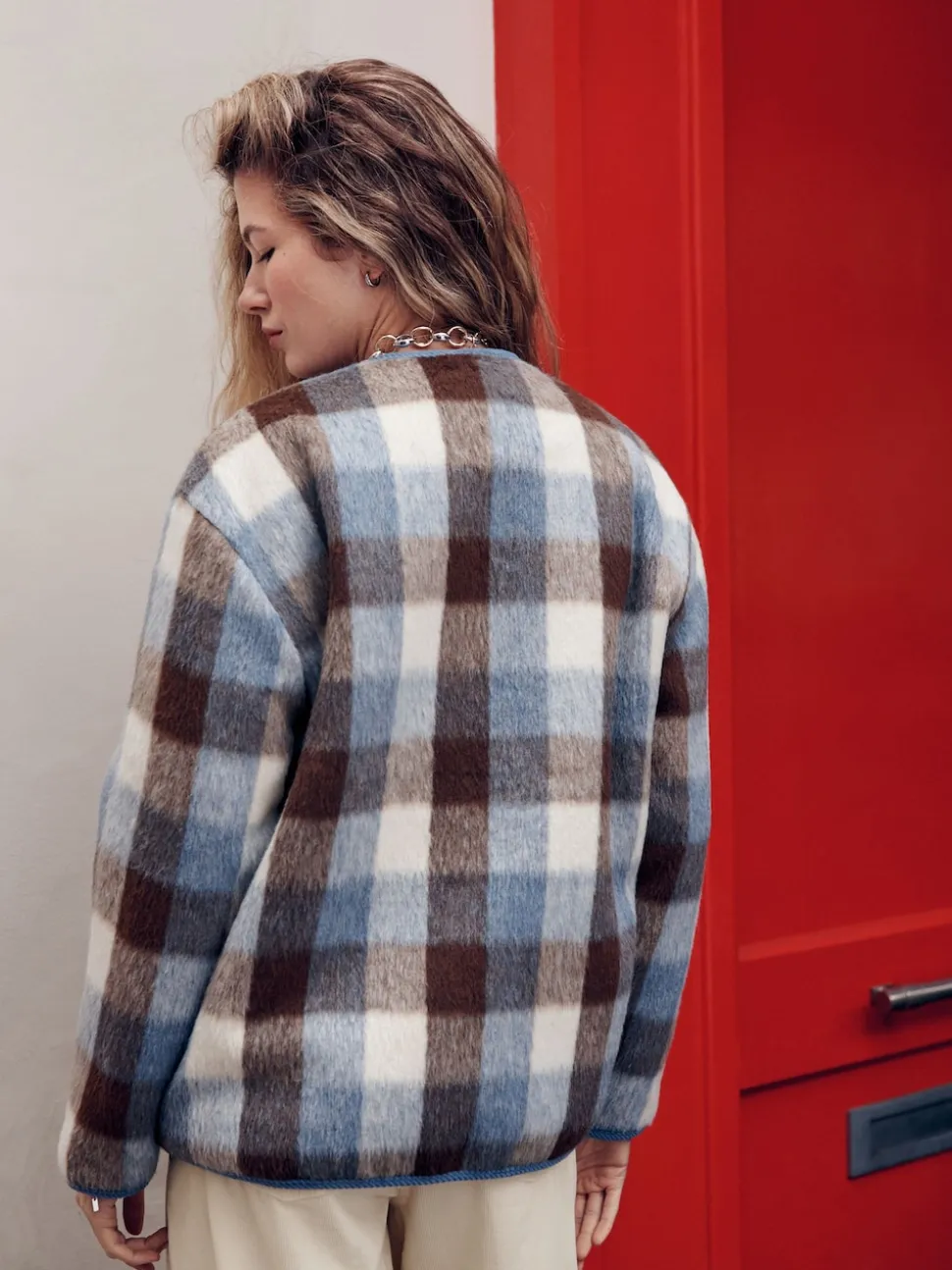 Marron et Bleu - Veste à carreaux