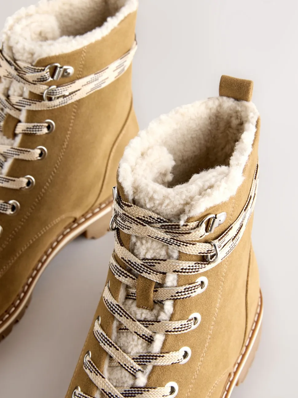 Marron fauve - Bottines Forever Comfort® doublées de fausse fourrure à lacets