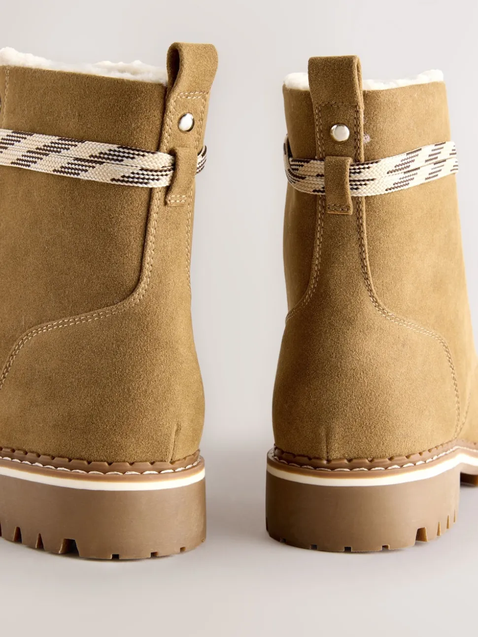 Marron fauve - Bottines Forever Comfort® doublées de fausse fourrure à lacets