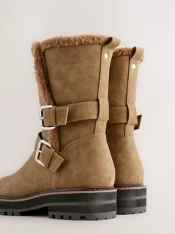 Marron fauve - Bottines Forever Comfort® doublées de fausse fourrure à double boucle