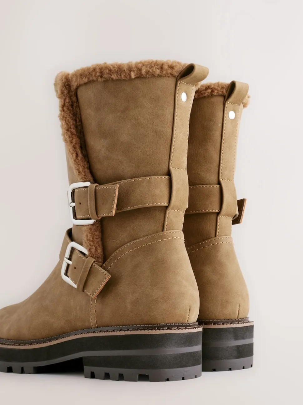 Marron fauve - Bottines Forever Comfort® doublées de fausse fourrure à double boucle
