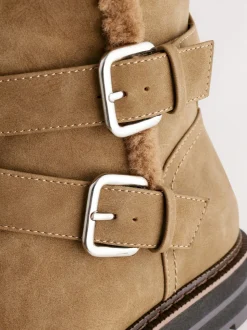 Marron fauve - Bottines Forever Comfort® doublées de fausse fourrure à double boucle