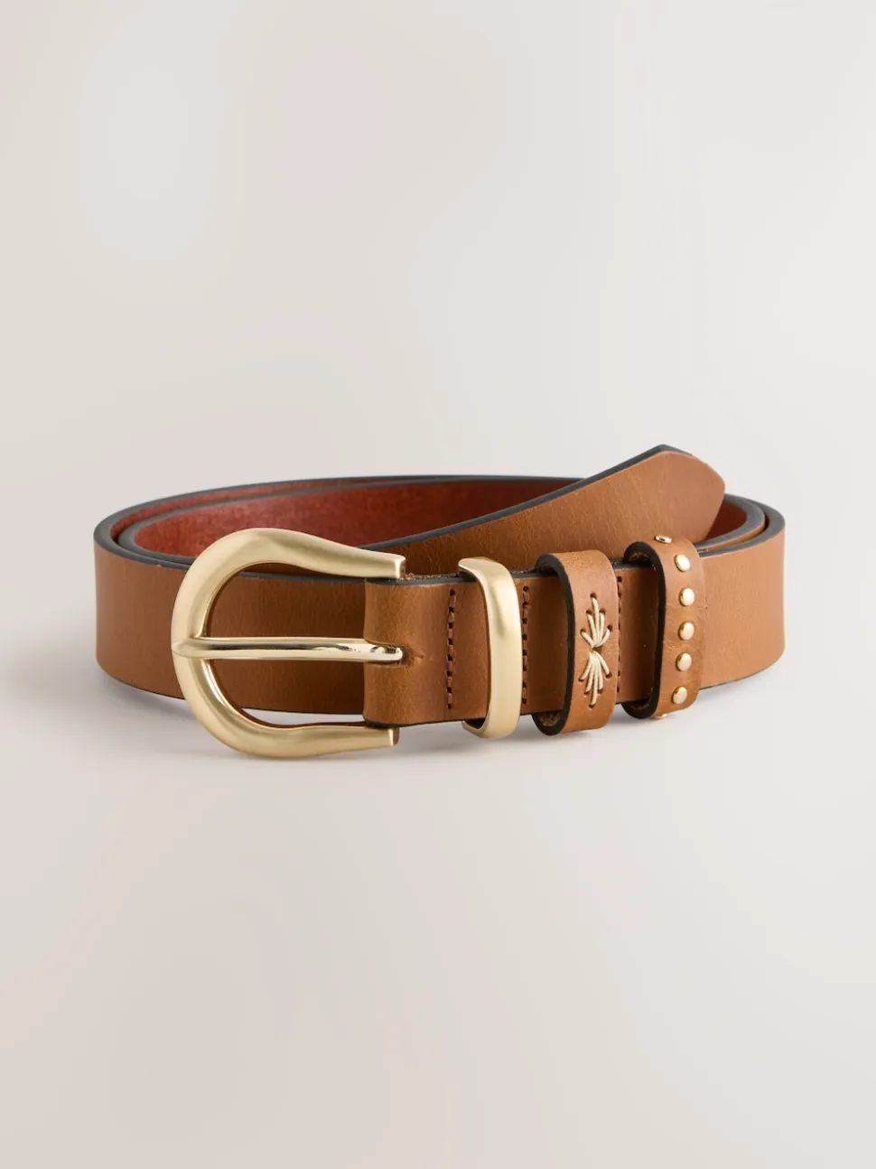 Marron fauve - Ceinture en cuir western coupe standard