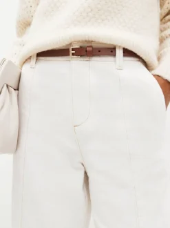 Marron fauve - Ceinture fine en cuir