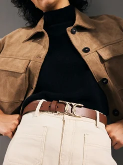 Marron fauve - Ceinture Regular Statement en cuir à boucle