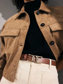Marron fauve - Ceinture Regular Statement en cuir à boucle