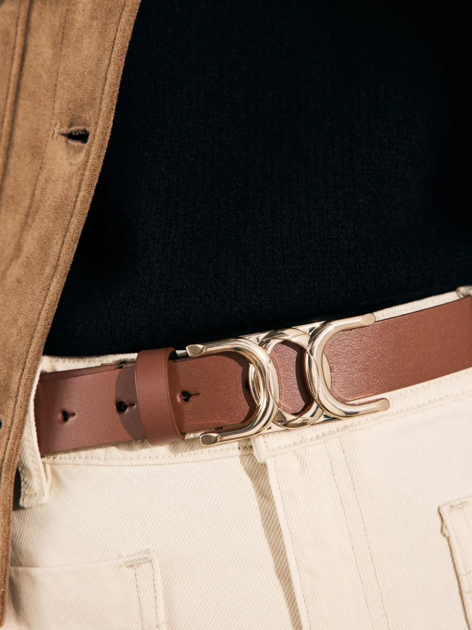 Marron fauve - Ceinture Regular Statement en cuir à boucle
