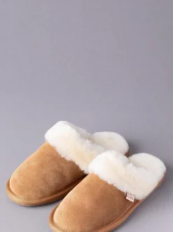 Marron fauve - Chaussons style mules en peau de mouton Lakeland Leather femme