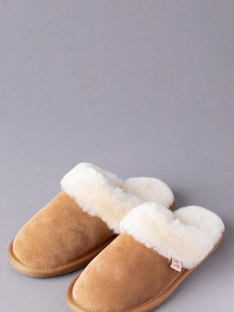 Marron fauve - Chaussons style mules en peau de mouton Lakeland Leather femme