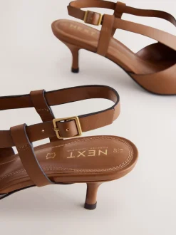 Marron fauve - Chaussures à talons Forever Comfort® en cuir tressé à bout pointu et à bride arrière