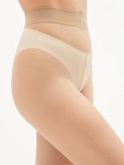 Marron fauve - Collant transparent à pointe de sandale 5 Denier