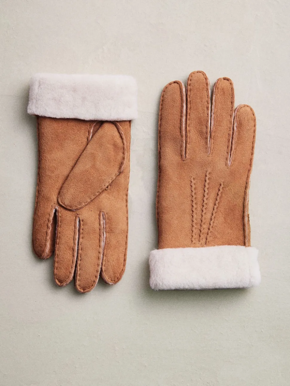 Marron fauve - Gants N. Premium en cuir et peau de mouton