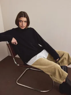 Marron fauve - Jupe-culotte en velours côtelé