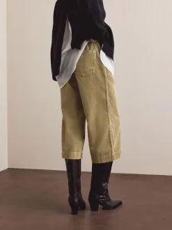 Marron fauve - Jupe-culotte en velours côtelé
