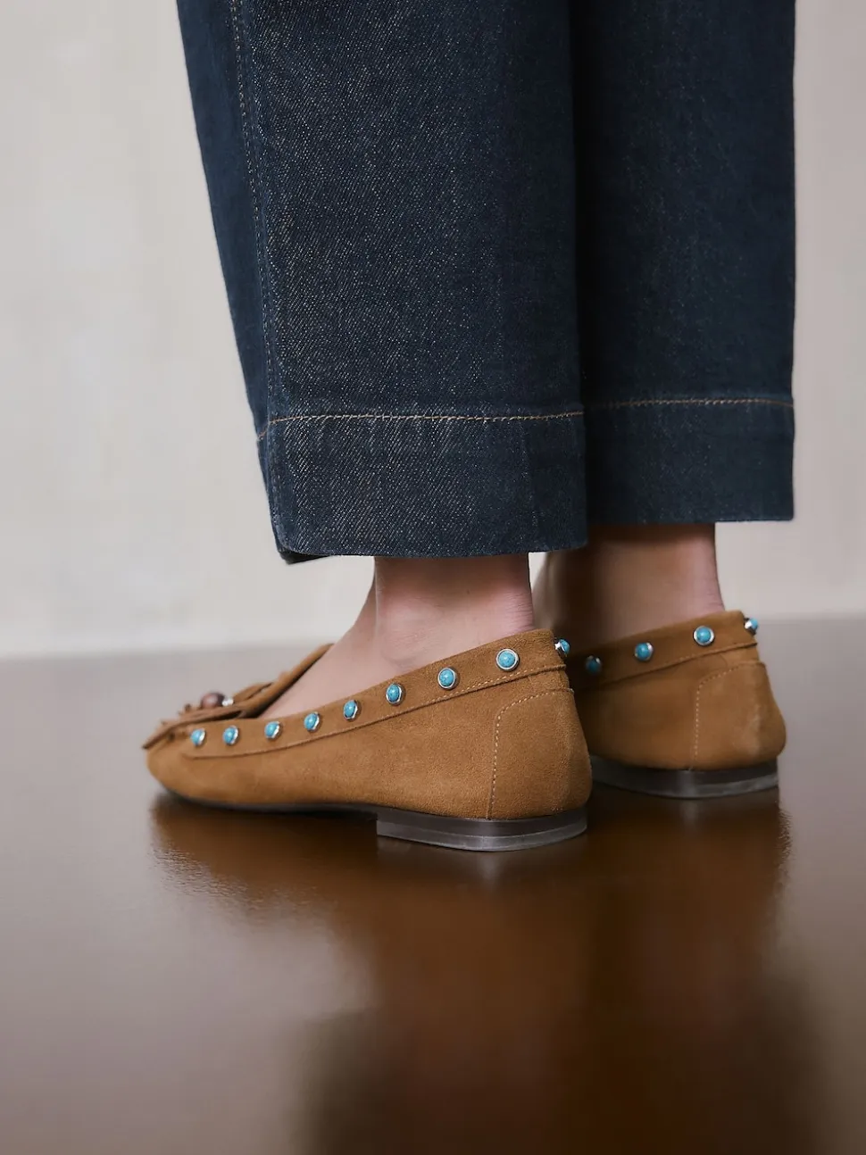 Marron fauve - Mocassins Forever Comfort® en cuir avec franges