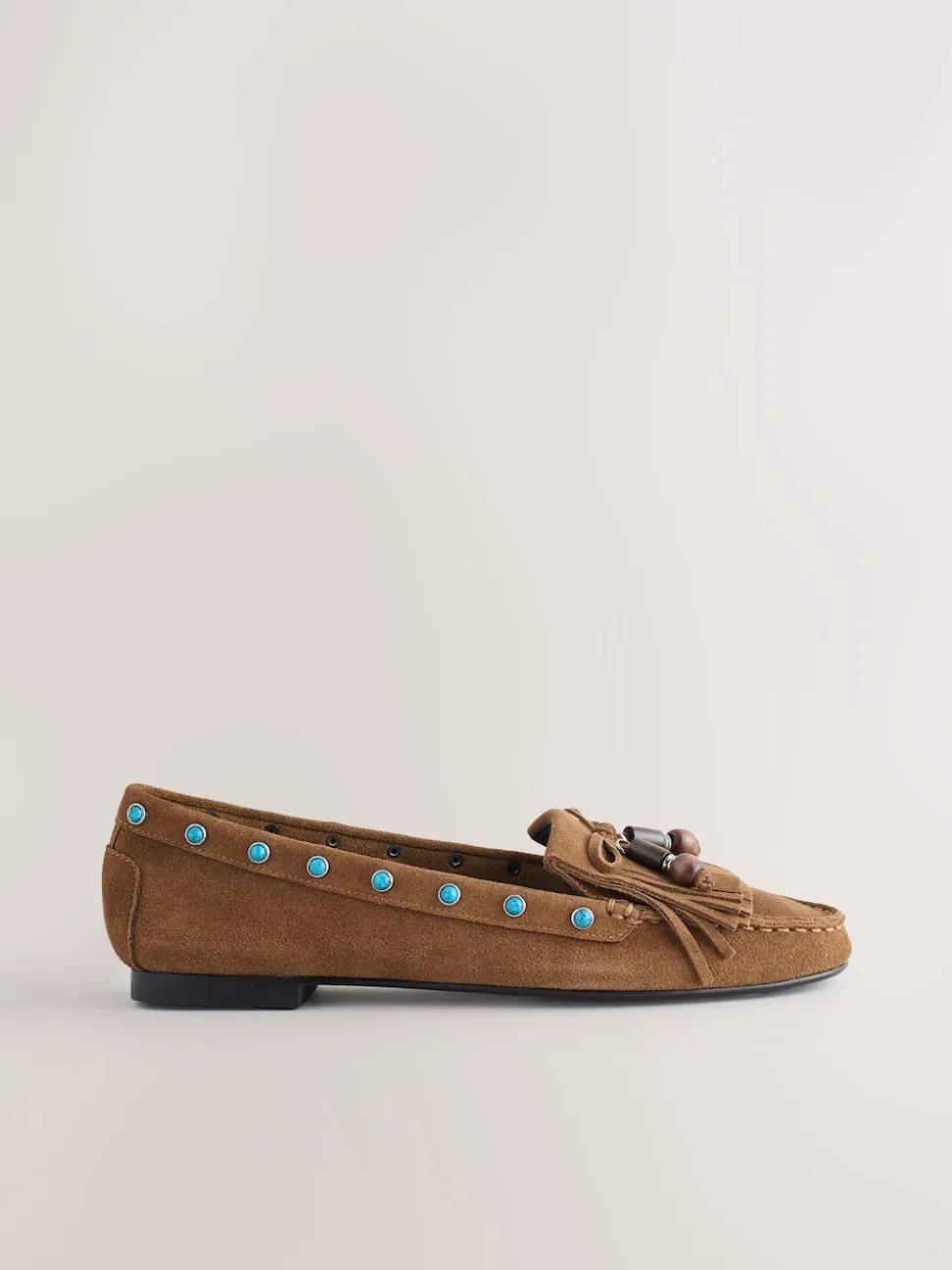 Marron fauve - Mocassins Forever Comfort® en cuir avec franges