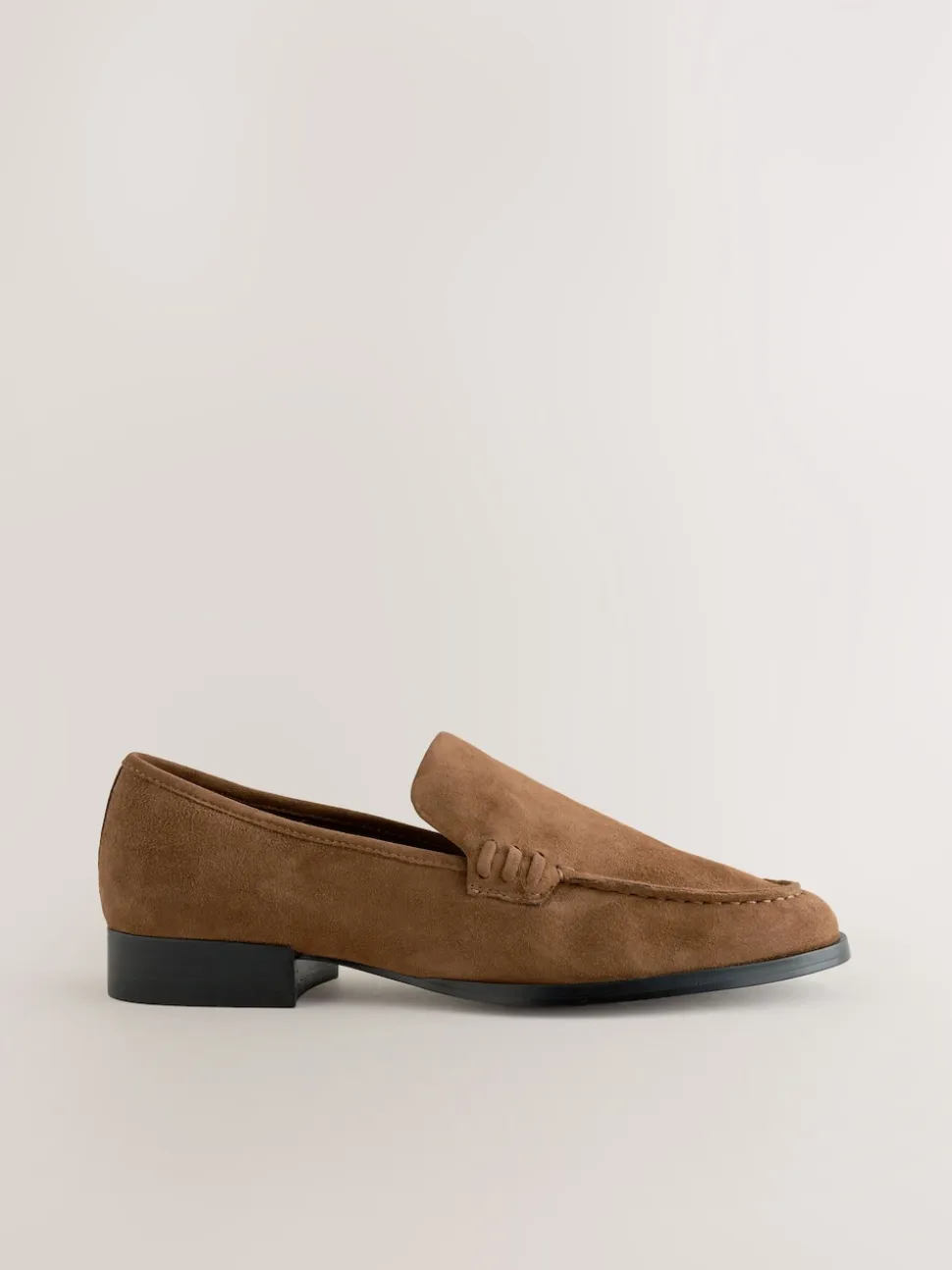 Marron fauve - Mocassins propres en daim à bout rond