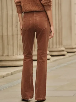 Marron fauve - Pantalon bootcut en velours