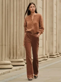 Marron fauve - Pantalon bootcut en velours