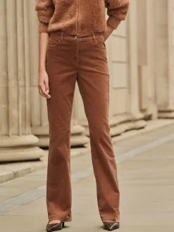 Marron fauve - Pantalon bootcut en velours