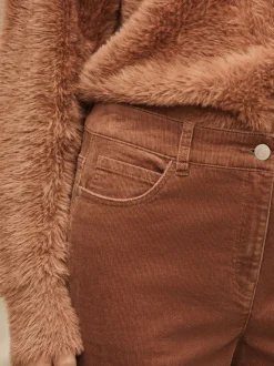 Marron fauve - Pantalon bootcut en velours
