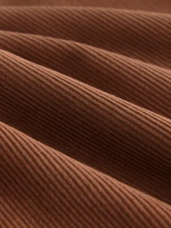 Marron fauve - Pantalon large en velours côtelé