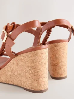 Marron fauve - Talons compensés à lanières tressées Forever Comfort®