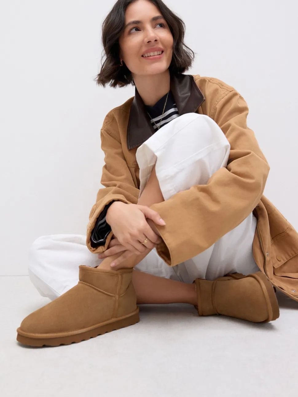 Marron fauve en daim - Bottes en fausse fourrure déperlantes
