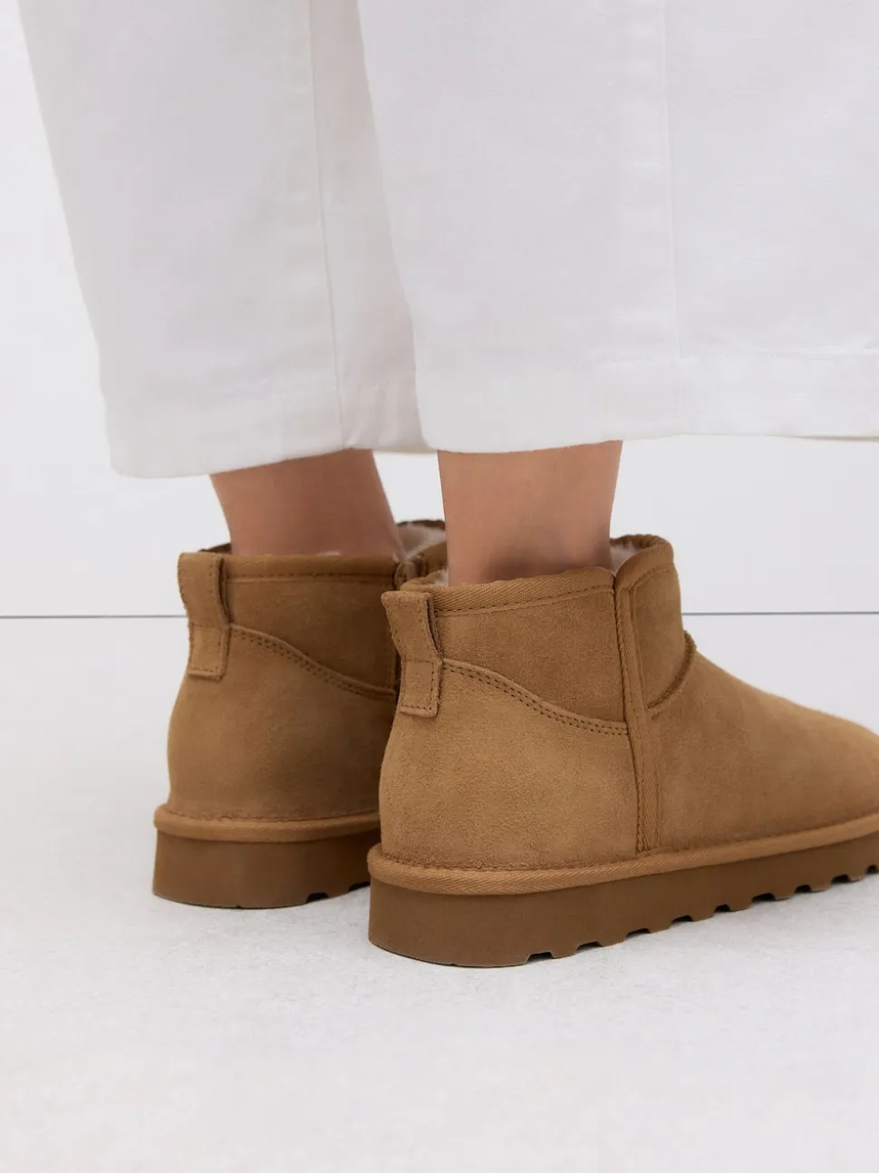 Marron fauve en daim - Bottes en fausse fourrure déperlantes
