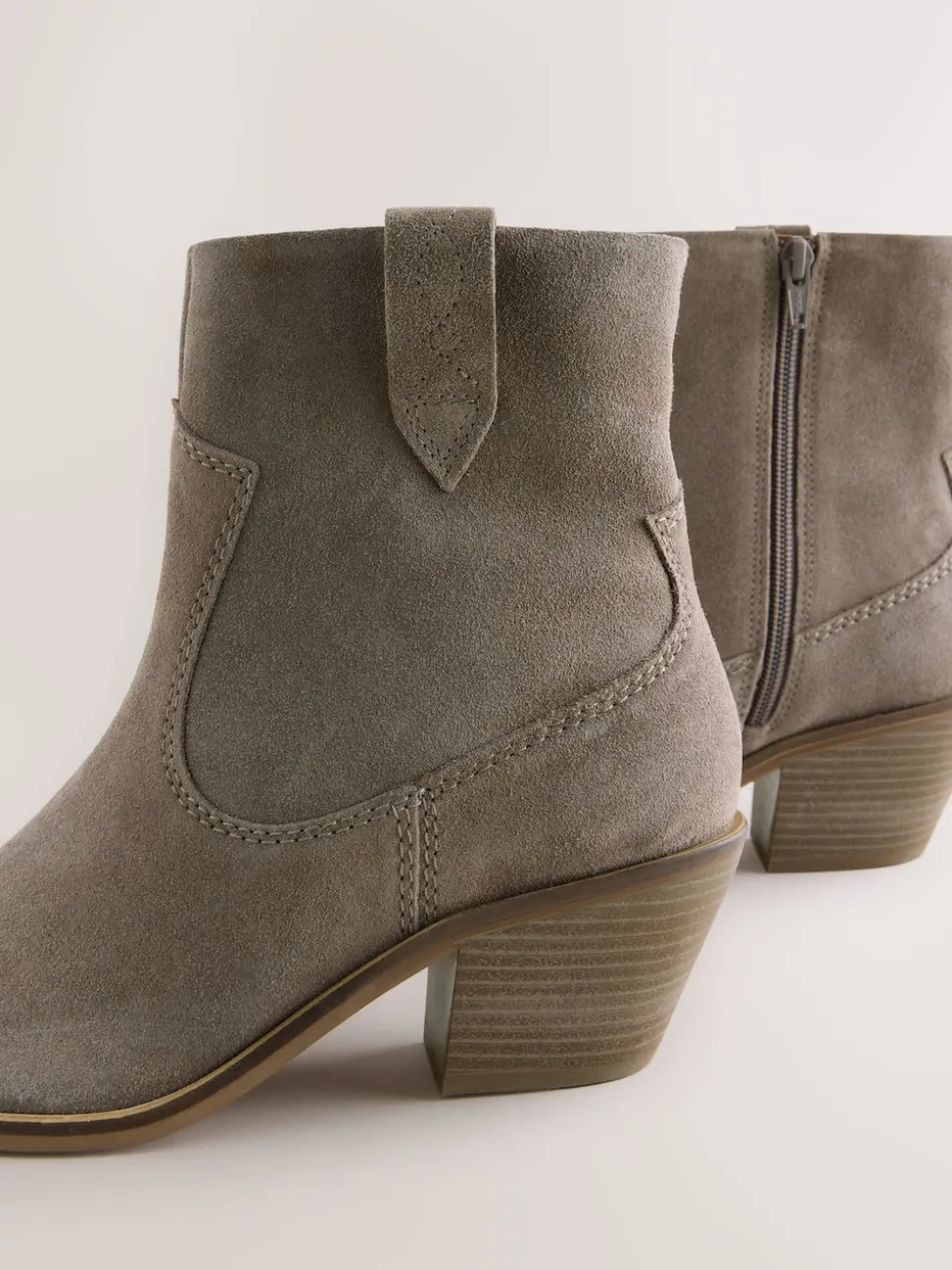 Marron mink - Bottines cowboy à talons carrés