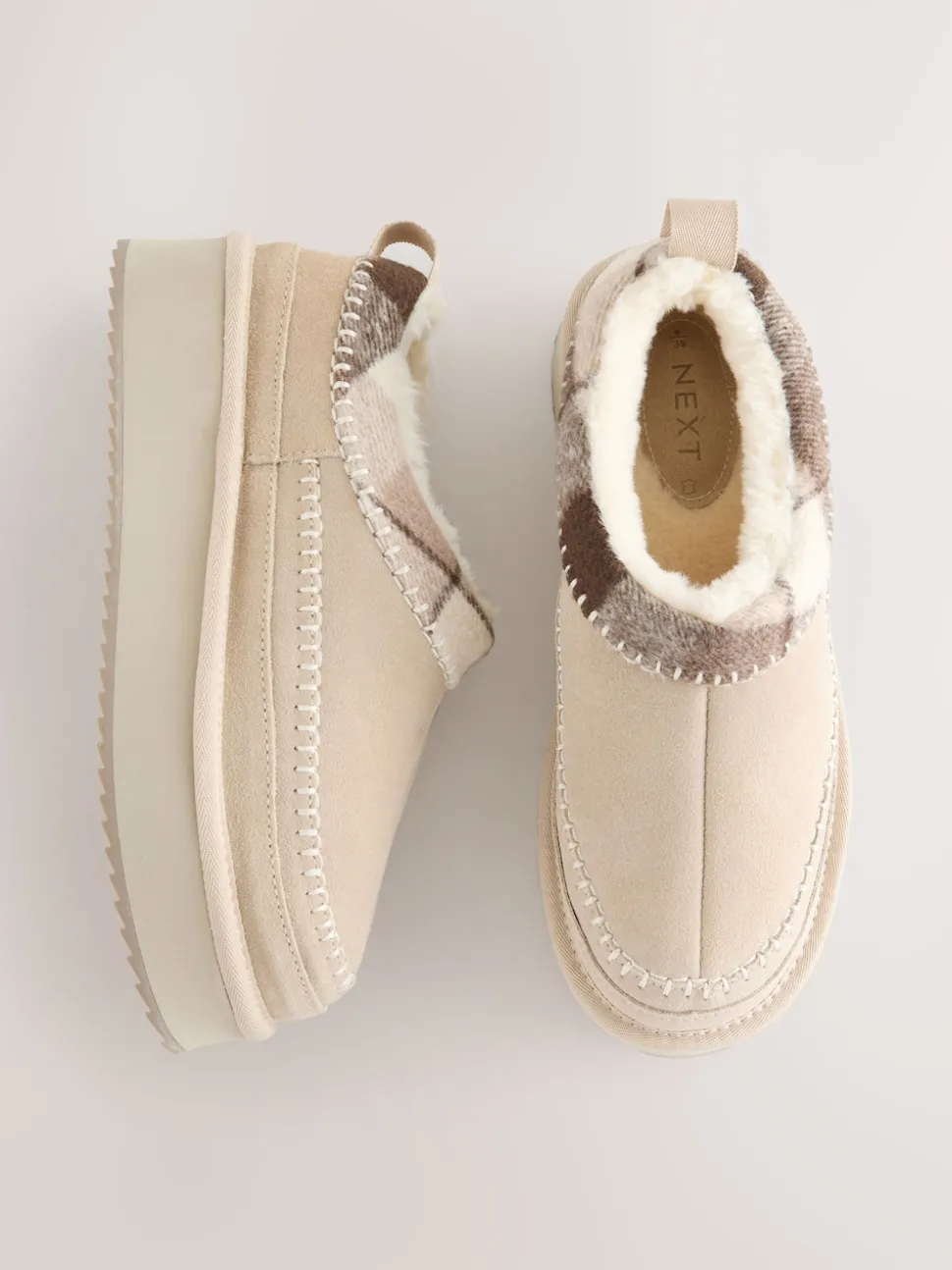 Marron mink - Chaussures à plateforme confortables doublées de fourrure Forever Comfort® en cuir