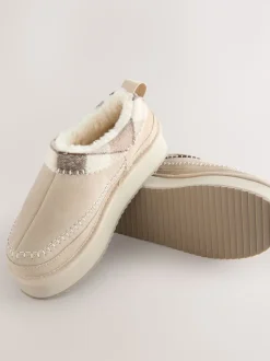 Marron mink - Chaussures à plateforme confortables doublées de fourrure Forever Comfort® en cuir