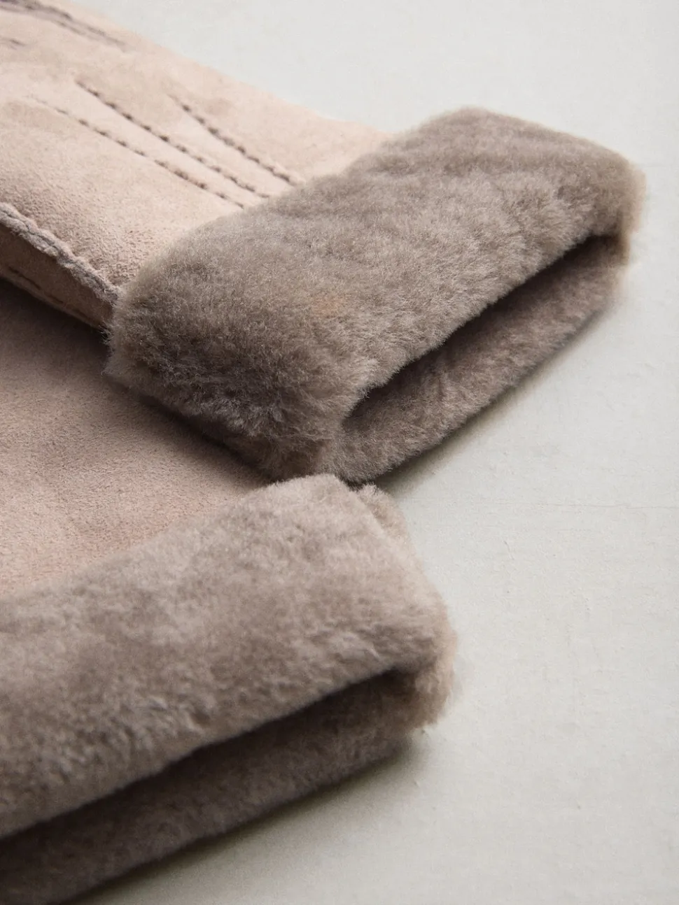 Marron mink - Gants N. Premium en cuir et peau de mouton