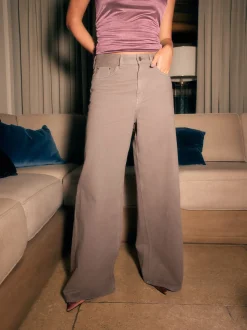 Marron mink - Jean large Palazzo taille haute